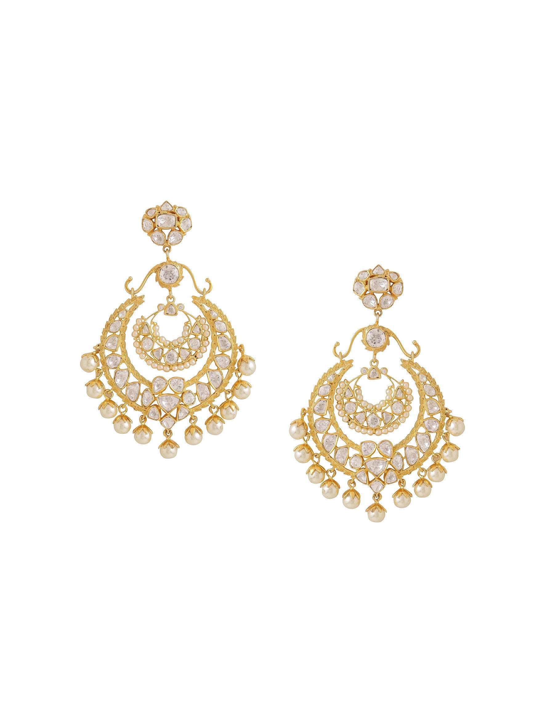 Pearl Pristine Radiance 925 Sterling Silver Chandbali Earrings For Women
