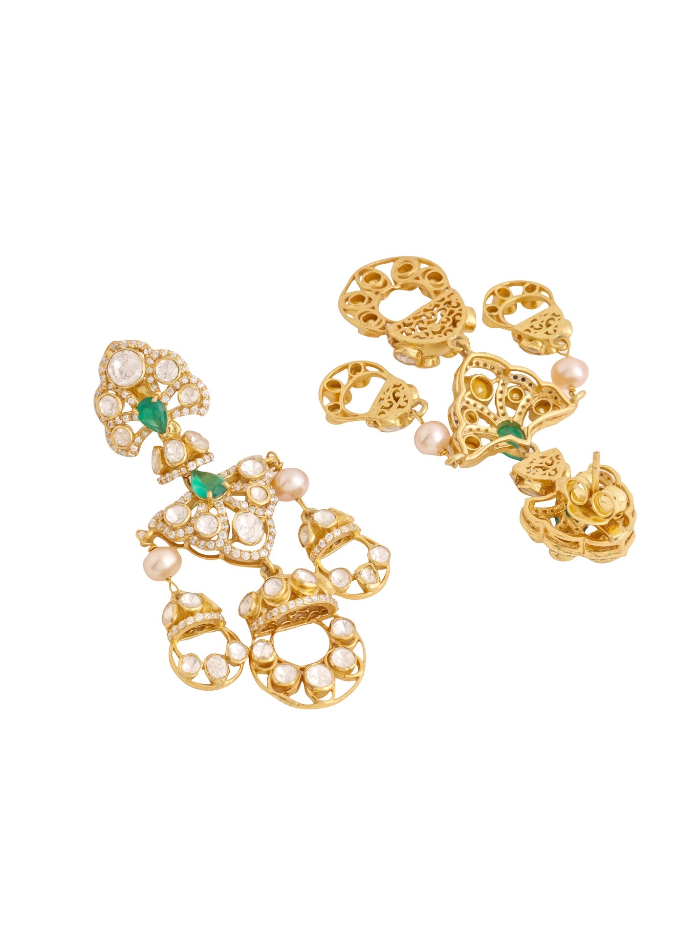 Green Onyx Whispers Chandbali Earrings For Women