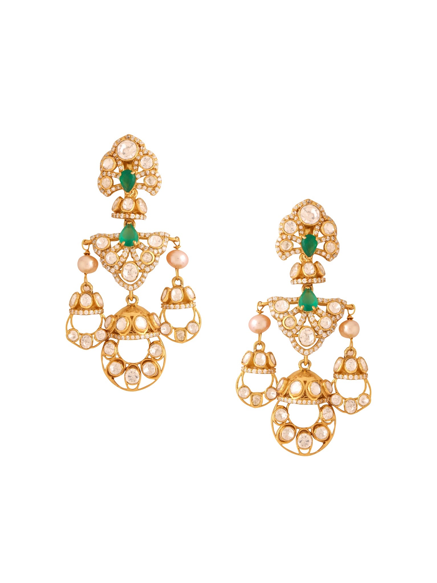 Green Onyx Whispers Chandbali Earrings For Women