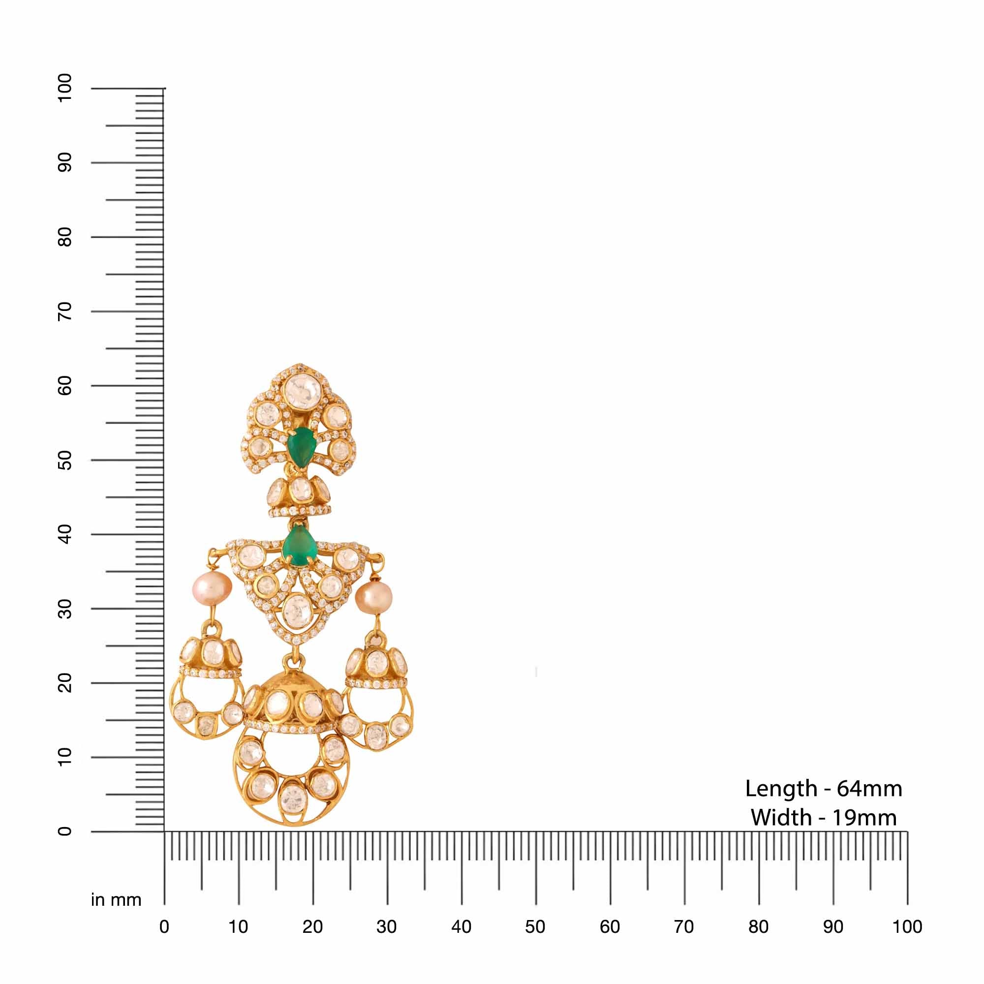 Green Onyx Whispers Chandbali Earrings For Women