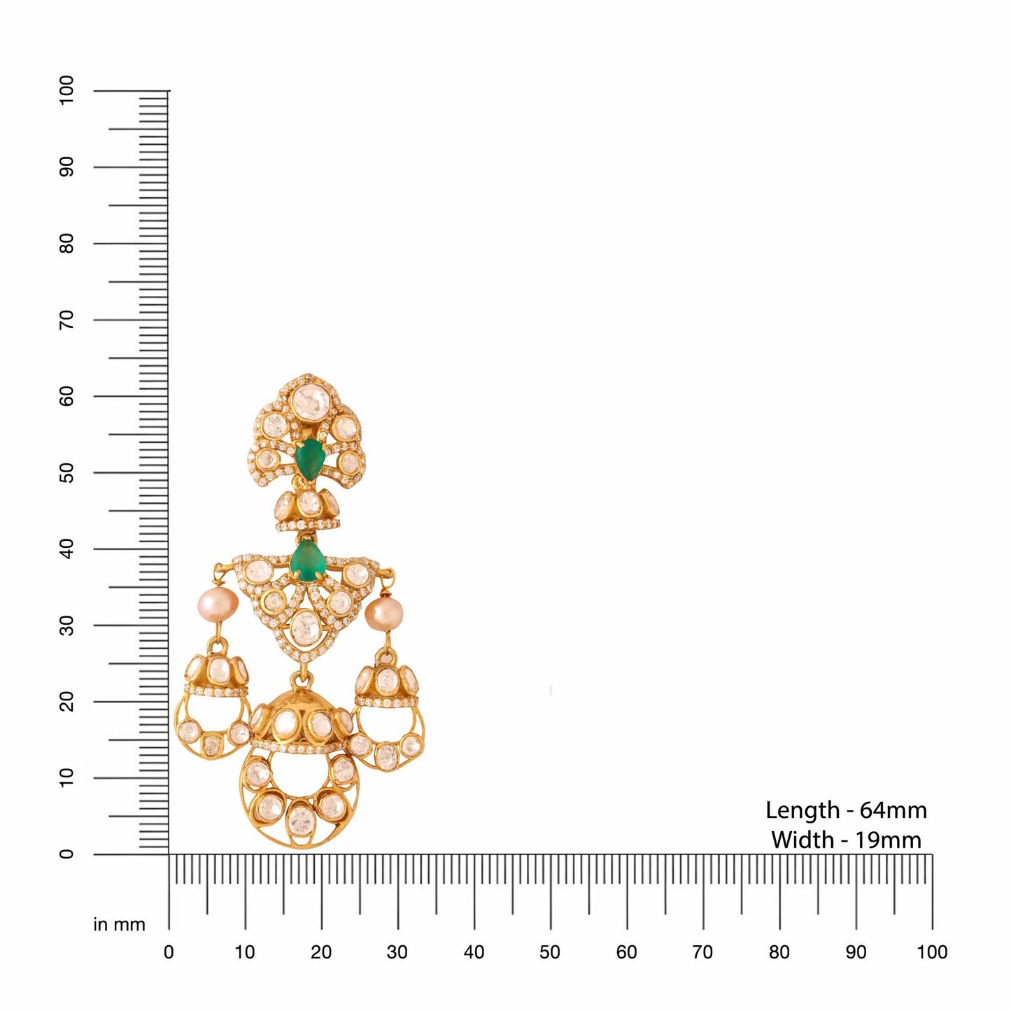 Green Onyx Whispers Chandbali Earrings For Women