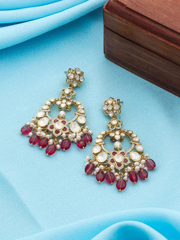 Crimson Cascade 925 Sterling Silver Chandbali Earrings For Women