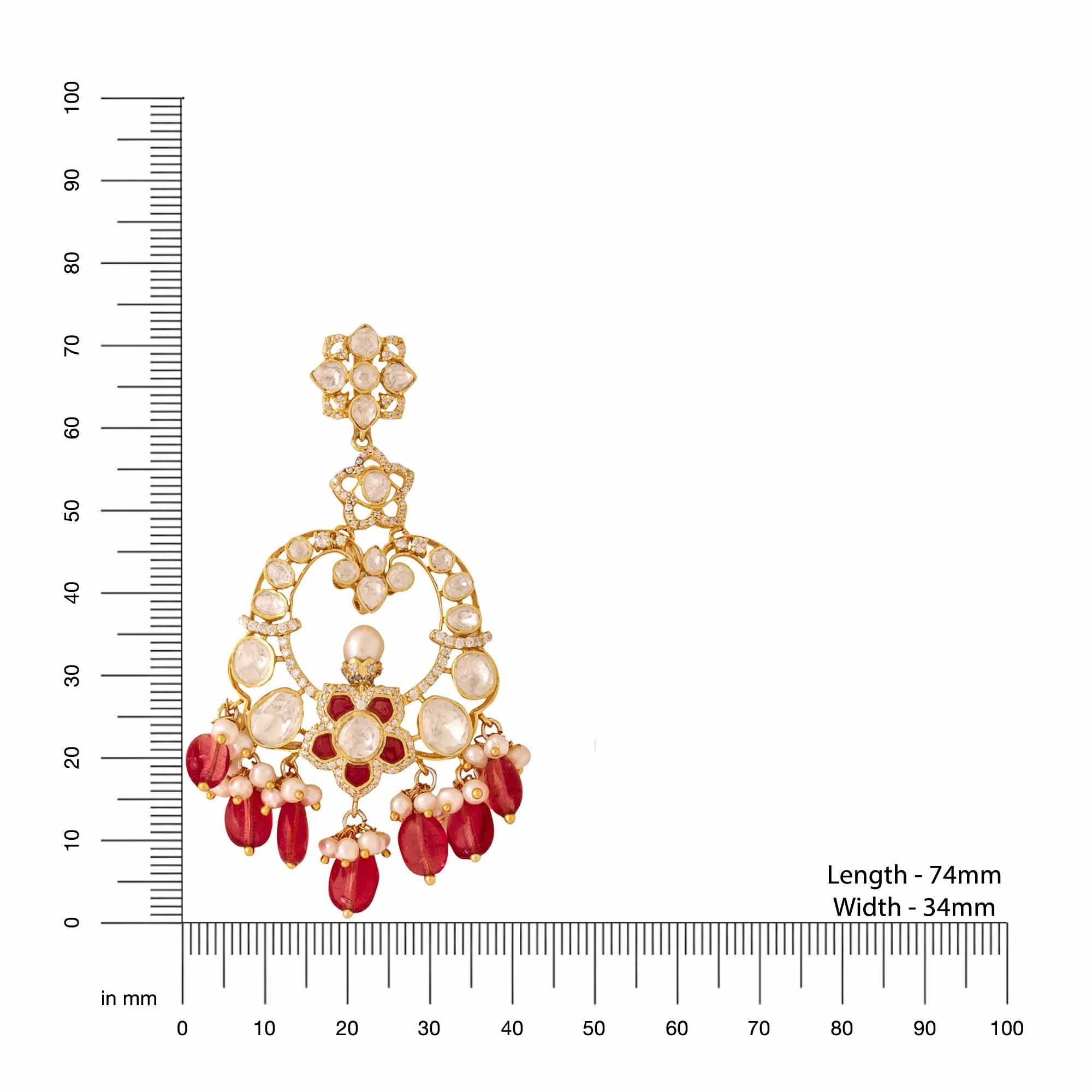 Crimson Cascade 925 Sterling Silver Chandbali Earrings For Women