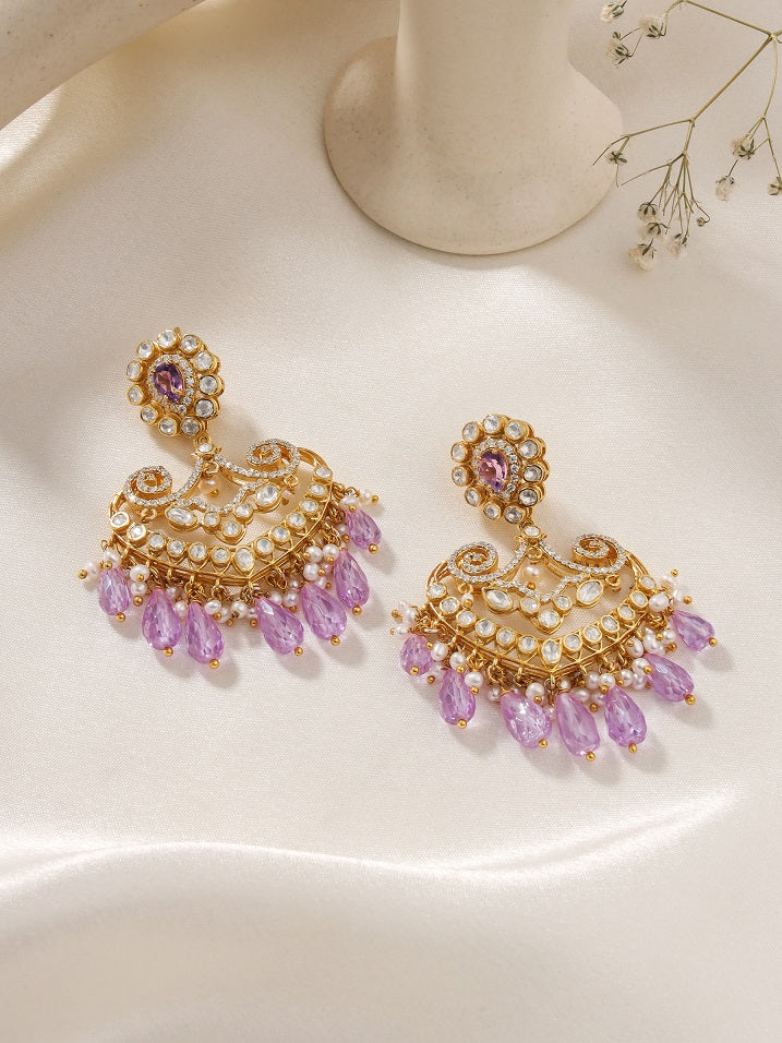 Amethyst Dreams Chandbali 925 Sterling Silver Earrings For Women