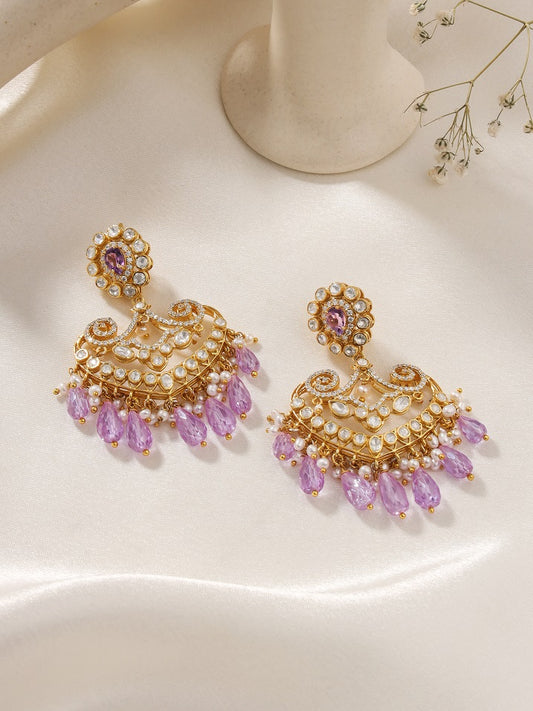Amethyst Dreams Chandbali 925 Sterling Silver Earrings For Women