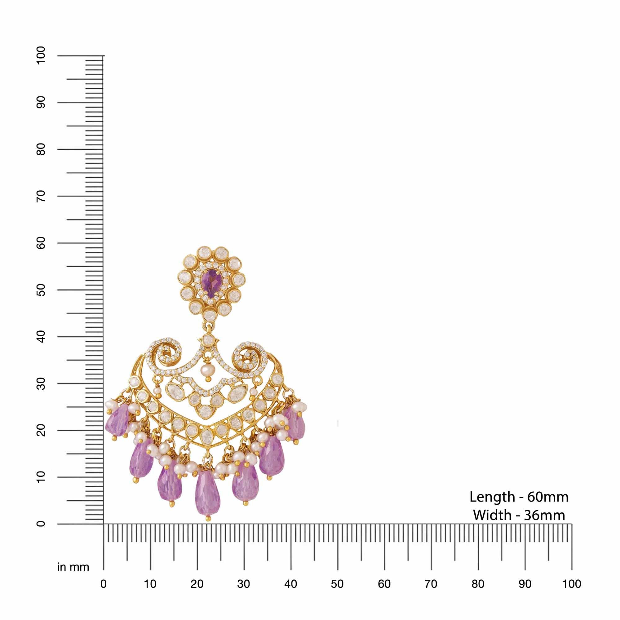 Amethyst Dreams Chandbali 925 Sterling Silver Earrings For Women