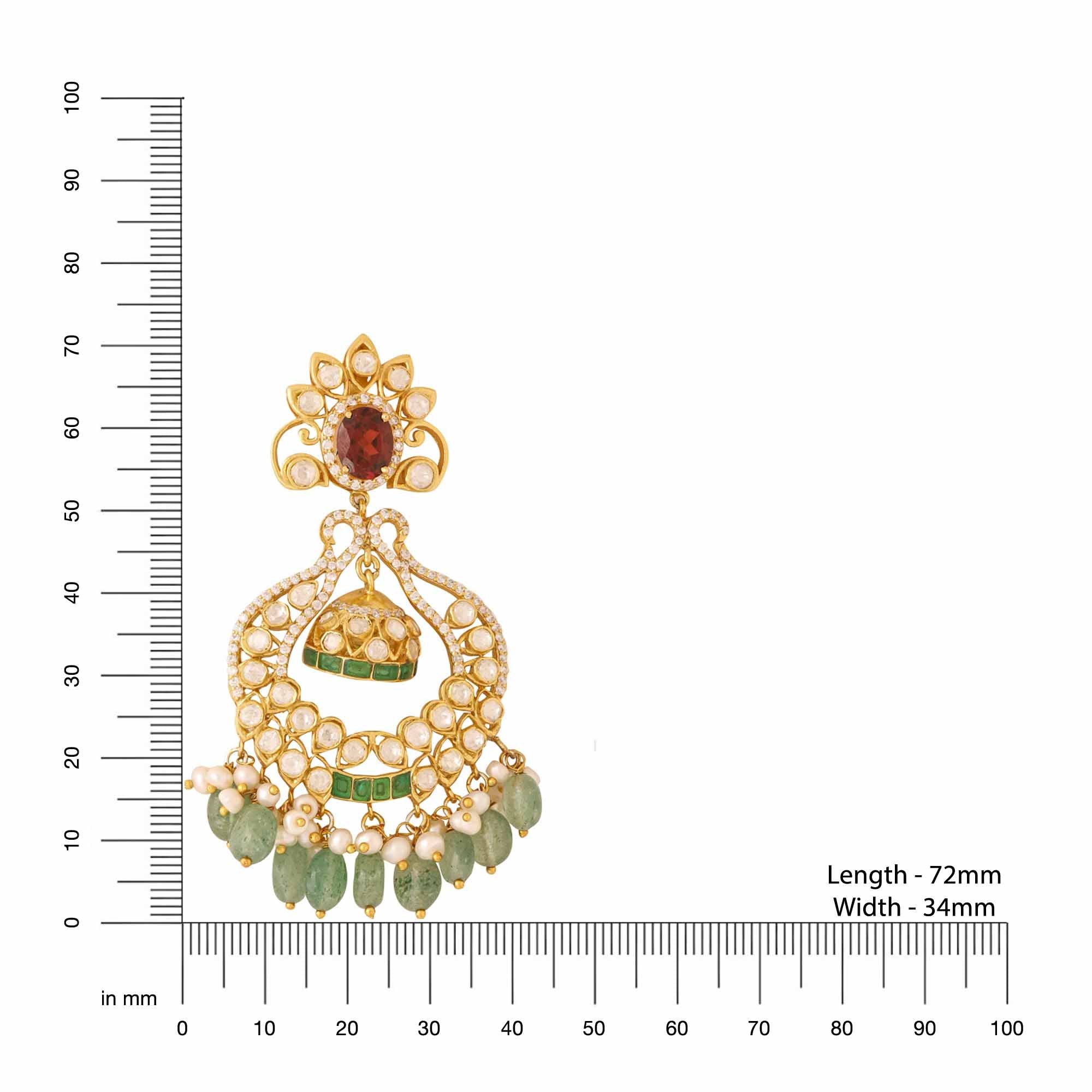 925 Sterling Silver Garnet Glow Chandbali Earrings For Women