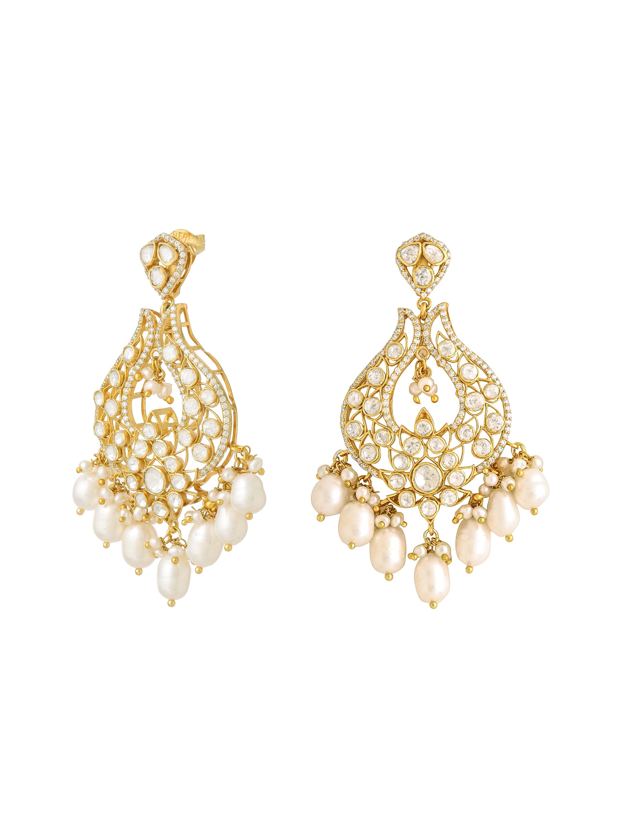 925 Sterling Silver Pearl Luminous Twilight Chandbali Earrings For Women