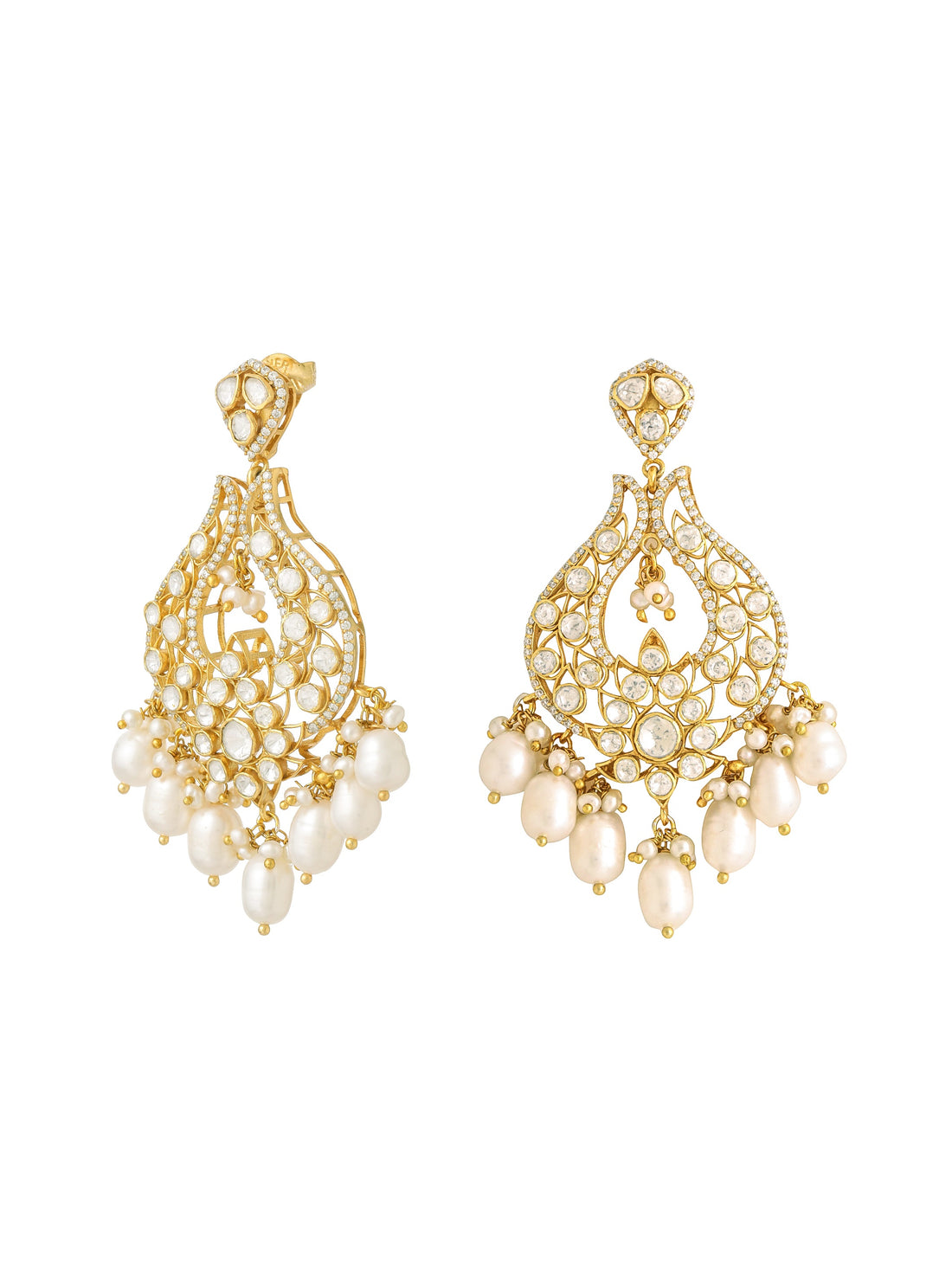 925 Sterling Silver Pearl Luminous Twilight Chandbali Earrings For Women