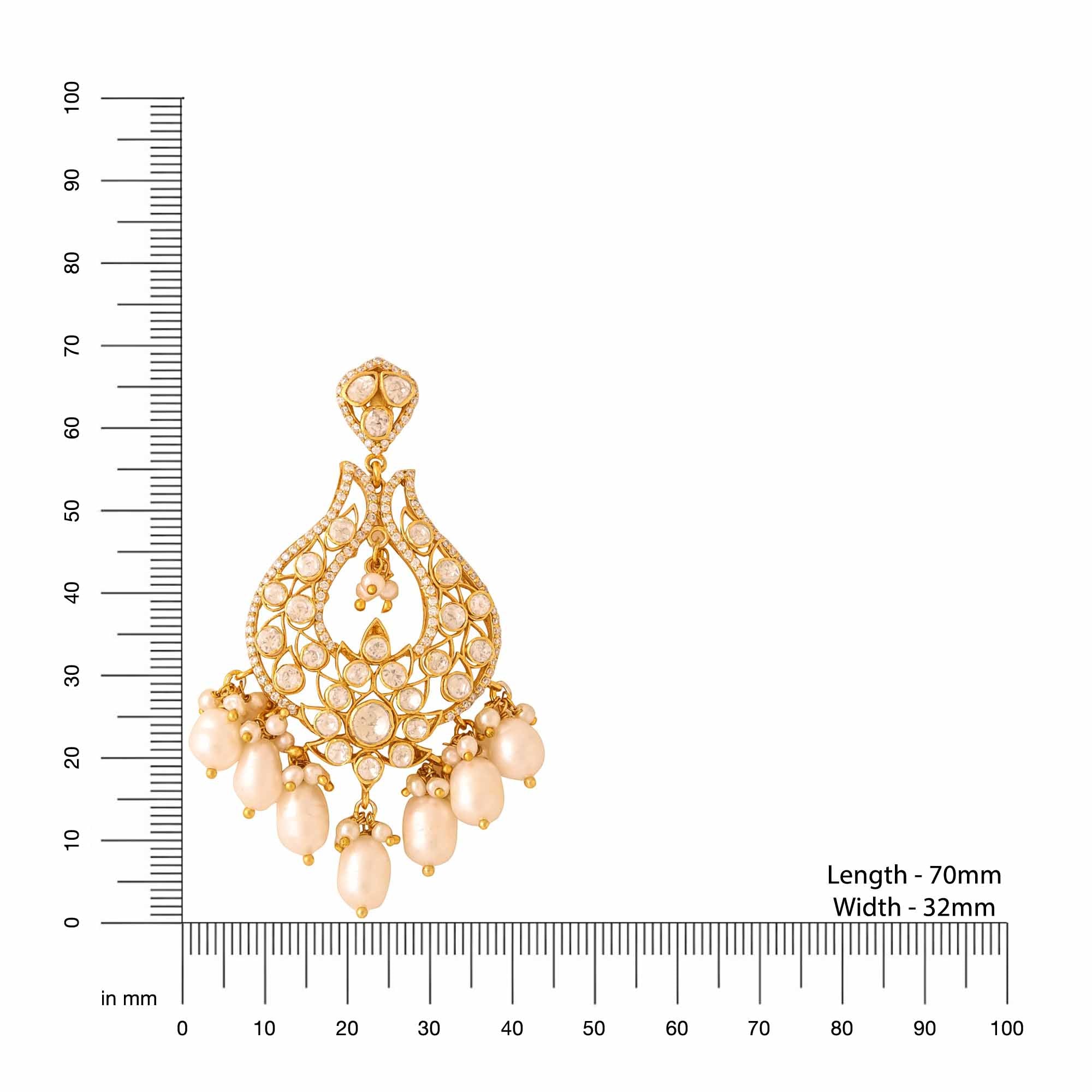 925 Sterling Silver Pearl Luminous Twilight Chandbali Earrings For Women