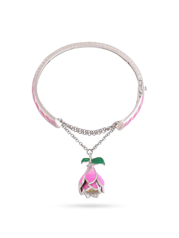 Floral Charm Elegance 925 Sterling Silver Bangle For Women