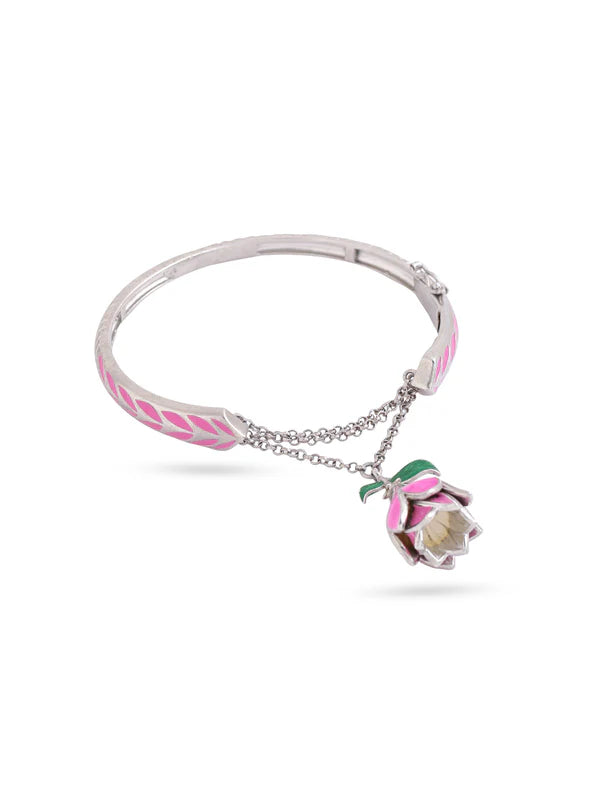 Floral Charm Elegance 925 Sterling Silver Bangle For Women