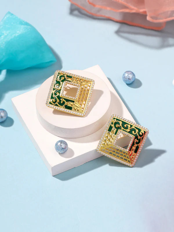 Color Me Pretty Gold 925 Sterling Silver Studs Earring For Women