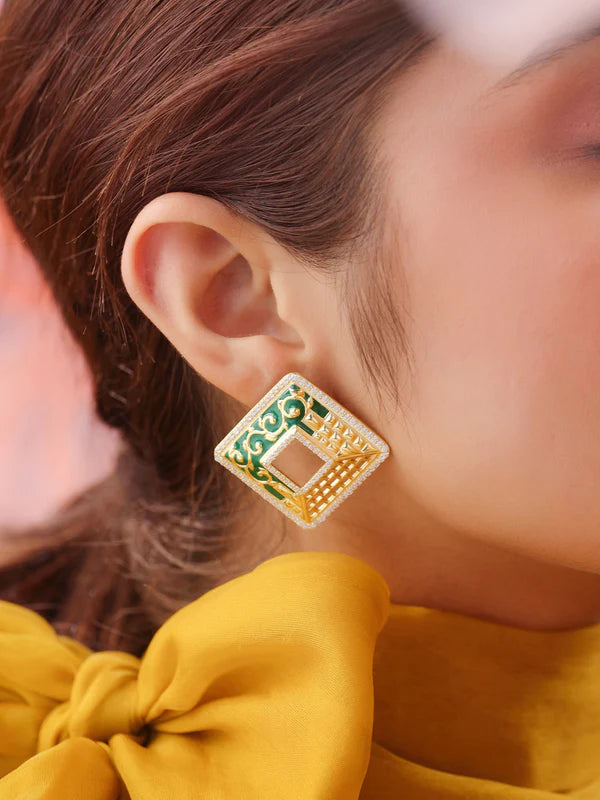 Color Me Pretty Gold 925 Sterling Silver Studs Earring For Women