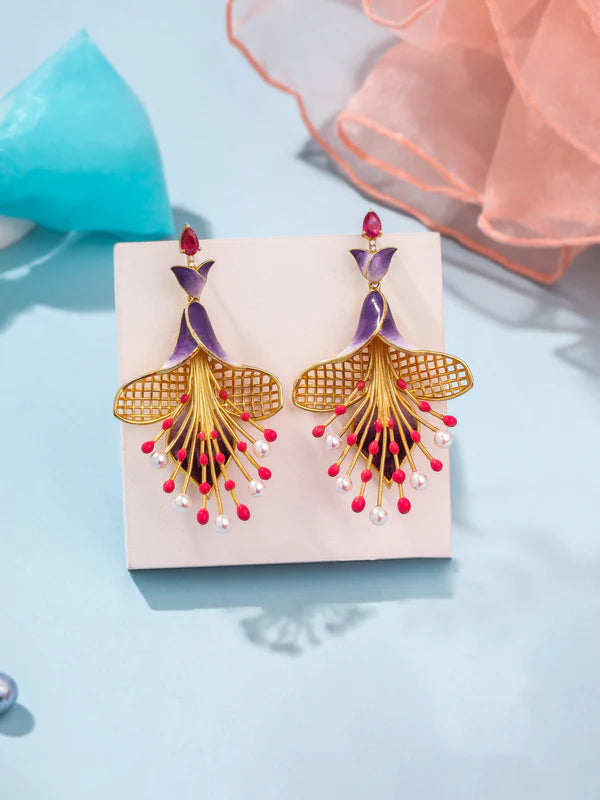 Color Me Pretty Pearl and Ruby 925 Sterling Silver Earrings For Women