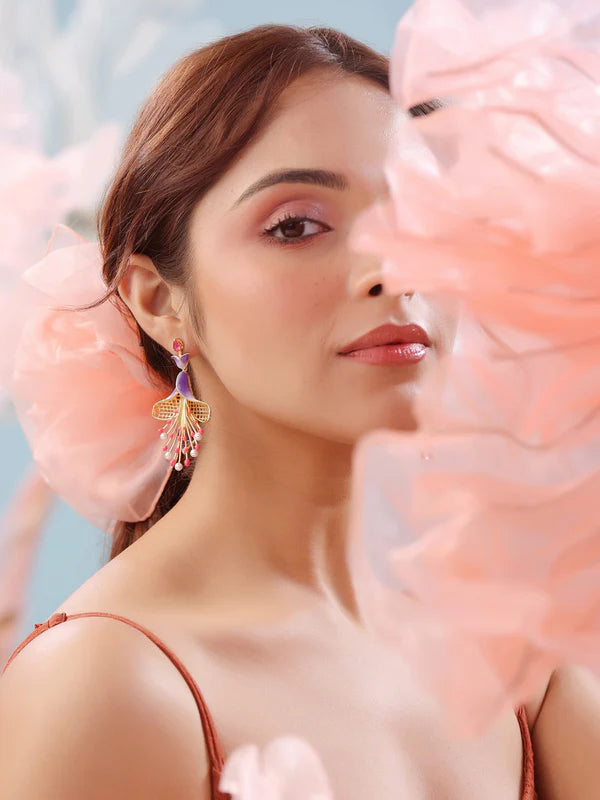 Color Me Pretty Pearl and Ruby 925 Sterling Silver Earrings For Women