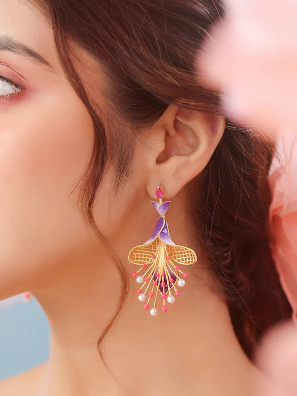 Color Me Pretty Pearl and Ruby 925 Sterling Silver Earrings For Women