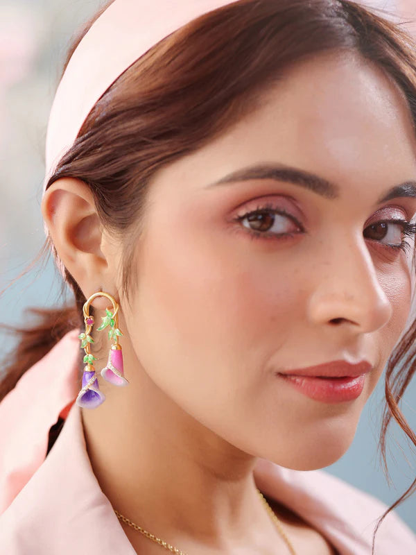 Color Me Pretty and Ruby 925 Sterling Silver Drop Earrings For Women