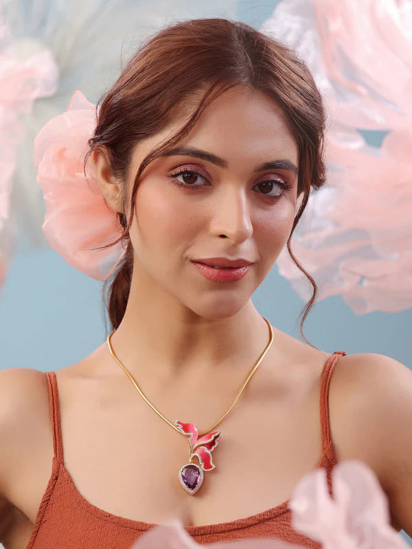 Amethyst Color Me Pretty 925 Sterling Silver Snake Design Chain Pendant For Women