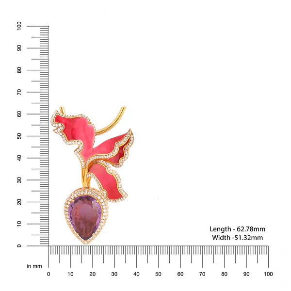 Amethyst Color Me Pretty 925 Sterling Silver Snake Design Chain Pendant For Women