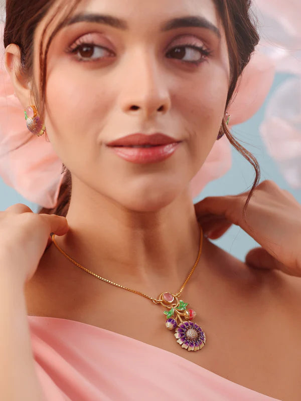 Color Me Pretty Pink Quartz and Pearl 925 Sterling Silver Pendant Set For Women