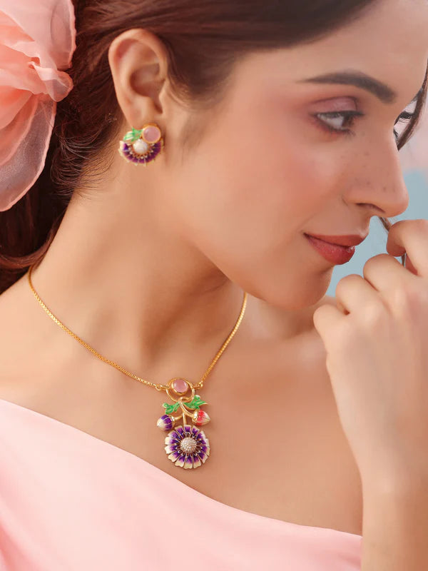 Color Me Pretty Pink Quartz and Pearl 925 Sterling Silver Pendant Set For Women