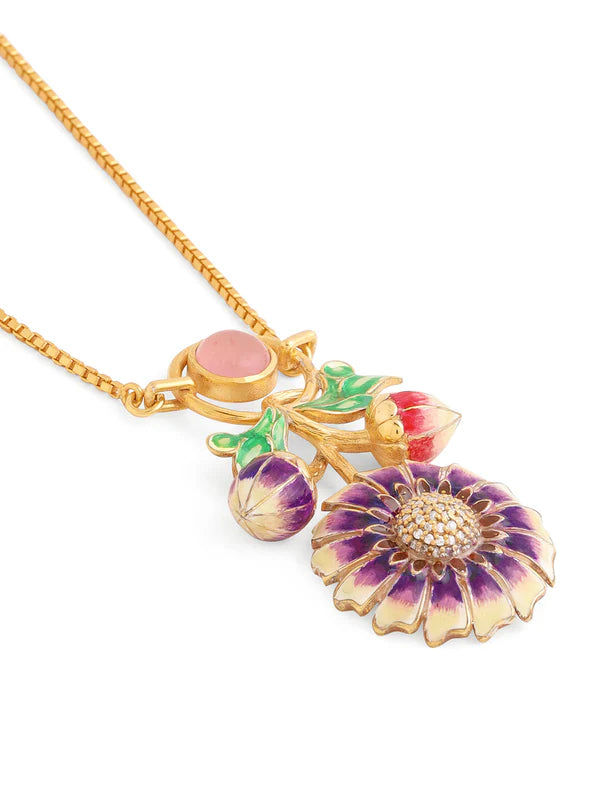 Color Me Pretty and Ruby Flower 925 Sterling Silver Pendant For Women