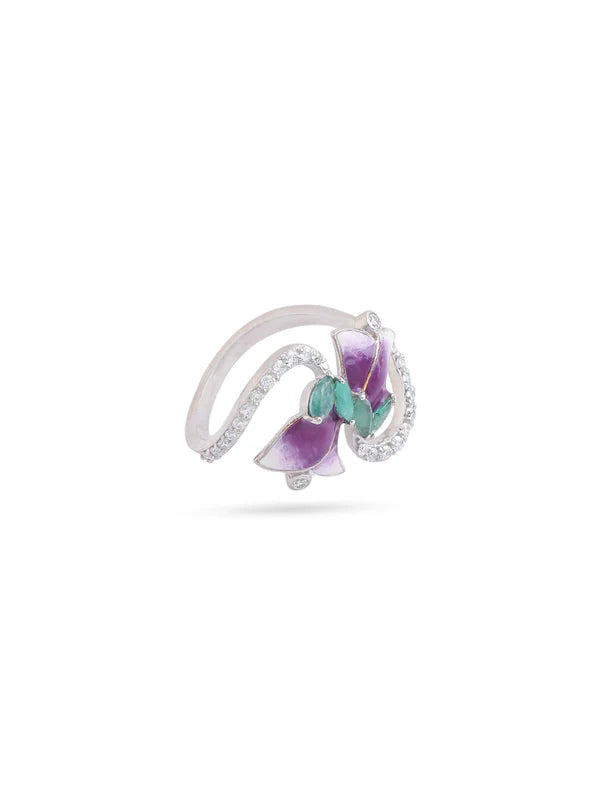 Emerald Color Me Pretty and Onyx 925 Sterling Silver Ring For Women