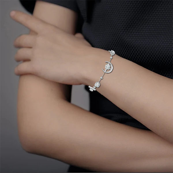 Abstract Moissanite 925 Sterling Silver Bracelet For Women