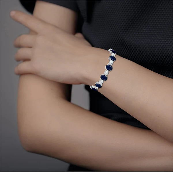 Oval Iolite 925 Sterling Silver Bracelet For Women
