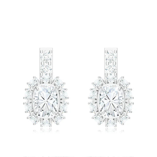 Classic Moissanite 925 Sterling Silver Earrings For Women