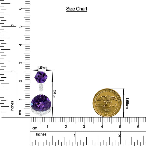 Amethyst and Moissanite 925 Sterling Silver Earrings For Women