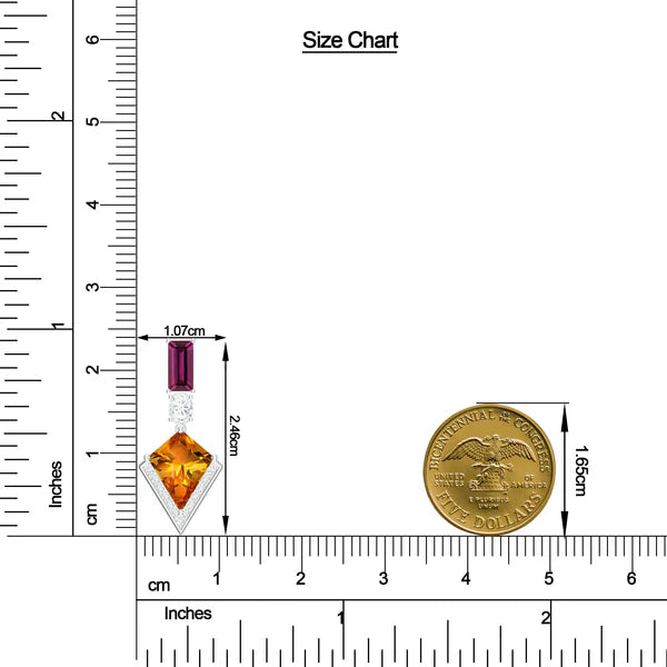 Rhodolite Garnet and Citrine 925 Sterling Silver Earrings For Women