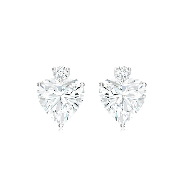 Moissanite Heart-Shaped 925 Sterling Silver Earrings For Women
