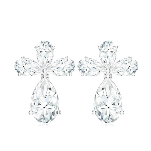 Pear-Shaped Moissanite 925 Sterling Silver Earrings For Women