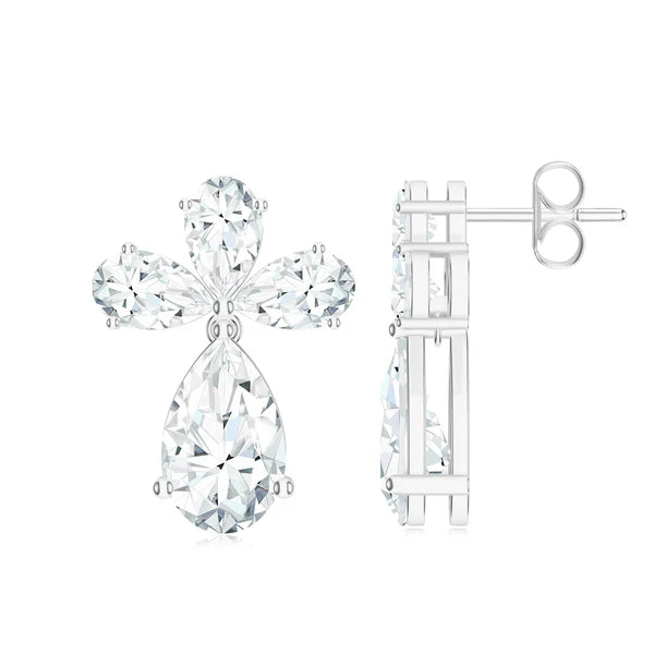 Pear-Shaped Moissanite 925 Sterling Silver Earrings For Women