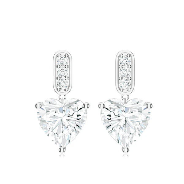 Heart-Shaped Moissanite 925 Sterling Silver Earrings For Women
