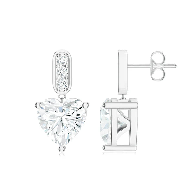 Heart-Shaped Moissanite 925 Sterling Silver Earrings For Women