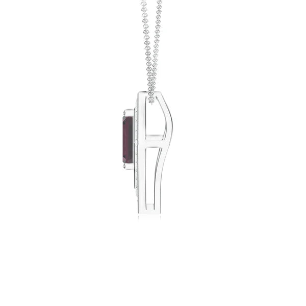Rhodolite Garnet and Moissanite 925 Sterling Silver Pendant For Women