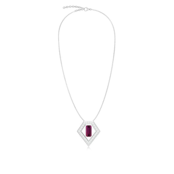 Rhodolite Garnet and Moissanite 925 Sterling Silver Pendant For Women