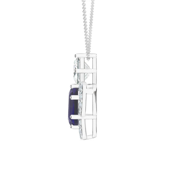 Abstract Amethyst and Moissanite 925 Sterling Silver Pendant For Women