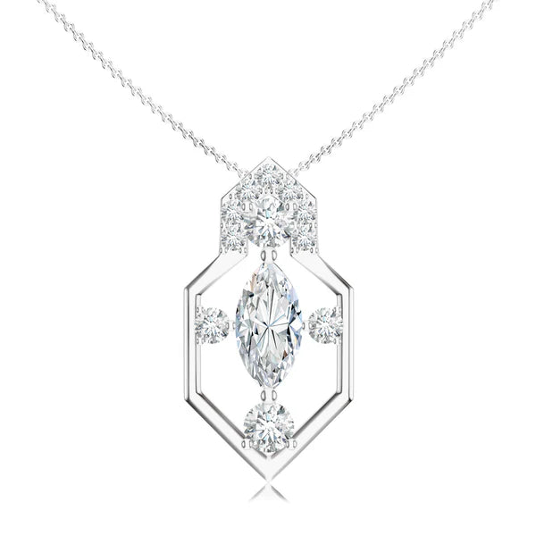 Geometrical Moissanite 925 Sterling Silver Pendant For Women