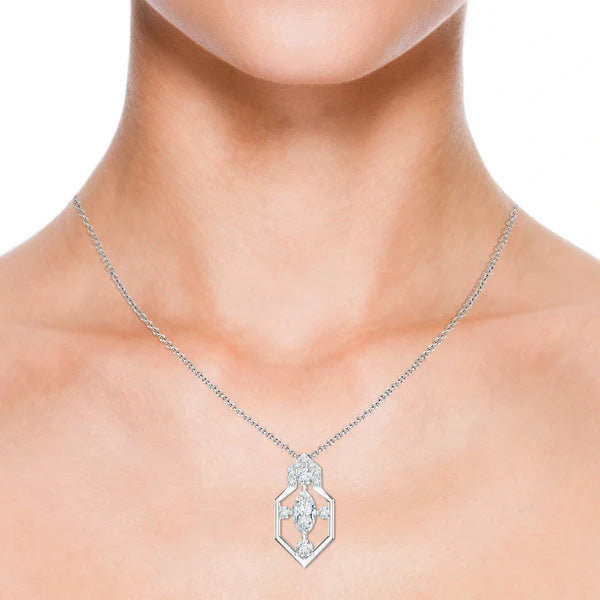Geometrical Moissanite 925 Sterling Silver Pendant For Women