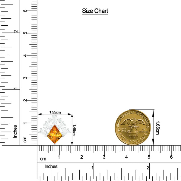 Citrine and Moissanite Geometric 925 Sterling Silver Pendant For Women