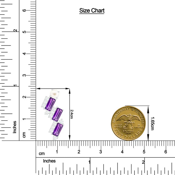 Amethyst & Moissanite Symmetric 925 Sterling Silver Pendant For Women