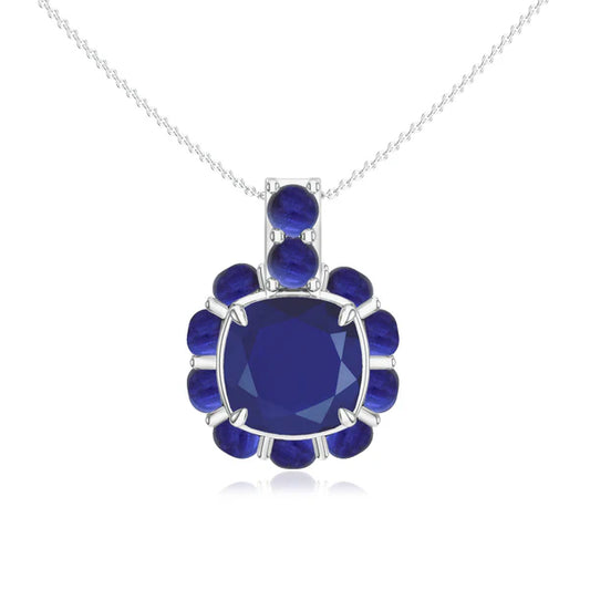 Cushion and Round-Shaped 925 Sterling Silver Pendant For Women