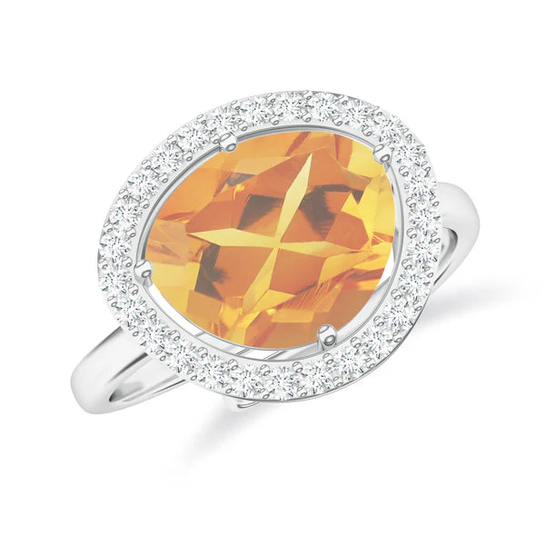 Elegant Citrine and Moissanite 925 Sterling Silver Ring For Women