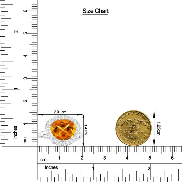 Elegant Citrine and Moissanite 925 Sterling Silver Ring For Women