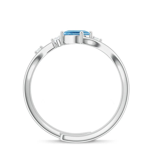 Abstract Blue Topaz ] 925 Sterling Silver Ring For Women