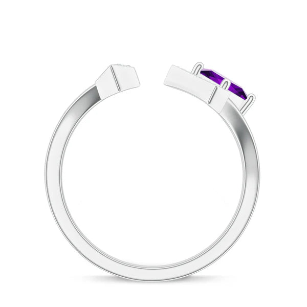 Front Open Amethyst 925 Sterling Silver Ring For Women